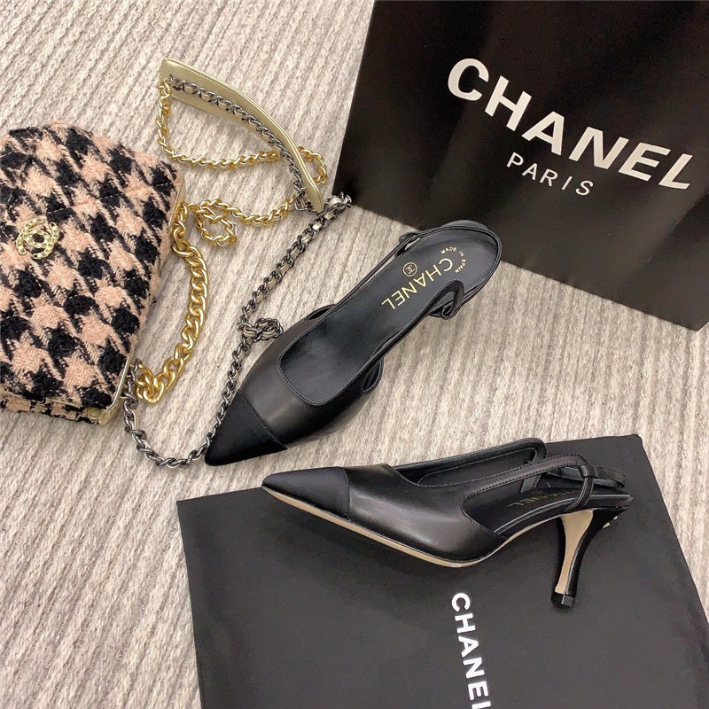 Best Replica Chanel Slingback Dupe heels in Black - Colareps