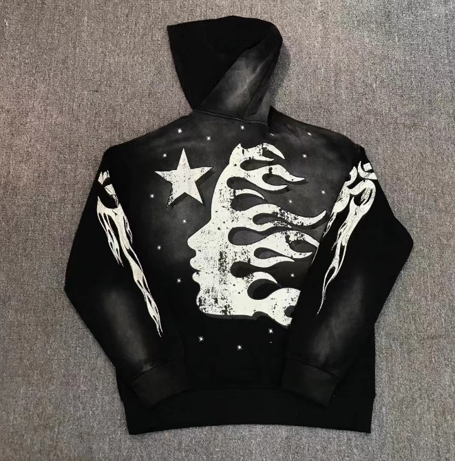 Best Replica 1:1 quality version Double Arm Colorful Clouds Washed Old Print Hoodie - Colareps
