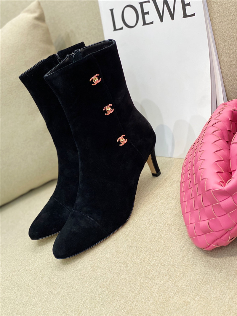 Best Replica chanel high-heeled pointed boots - Colareps