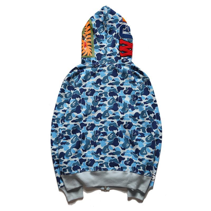 Best Replica Bape Full Zip Shark Camo Hoodie Blue Green Red - Colareps