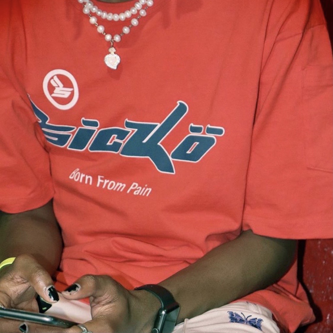 Best Replica 1:1 quality version Sicko.1993 navy blue logo red tee - Colareps