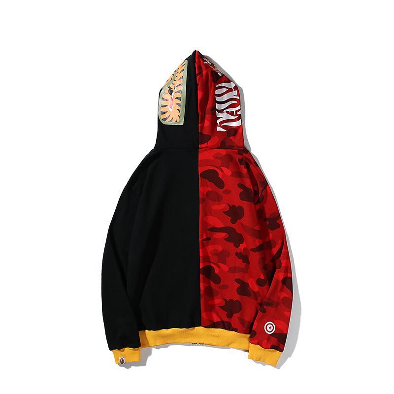 Best Replica BAPE Color Camo Tiger Shark Full Zip Hoodie - Colareps