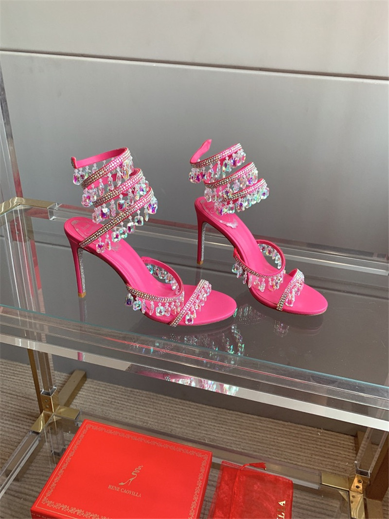 Best Replica rene caovilla crystal pendant heeled sandals - Colareps