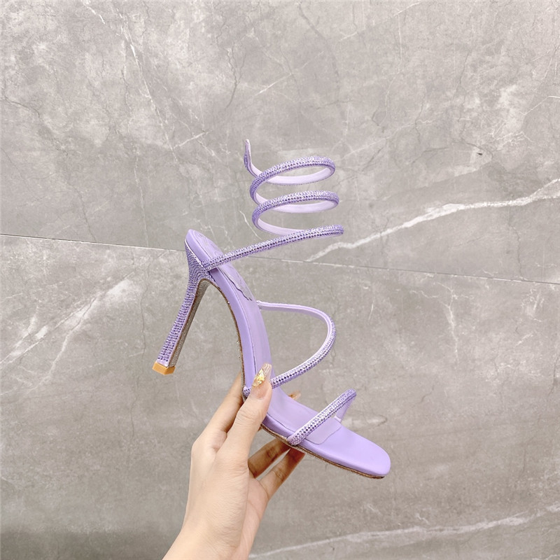 Best Replica Rene Caovilla Dupe R C diagonal strap rhinestone inlaid sandals - Colareps