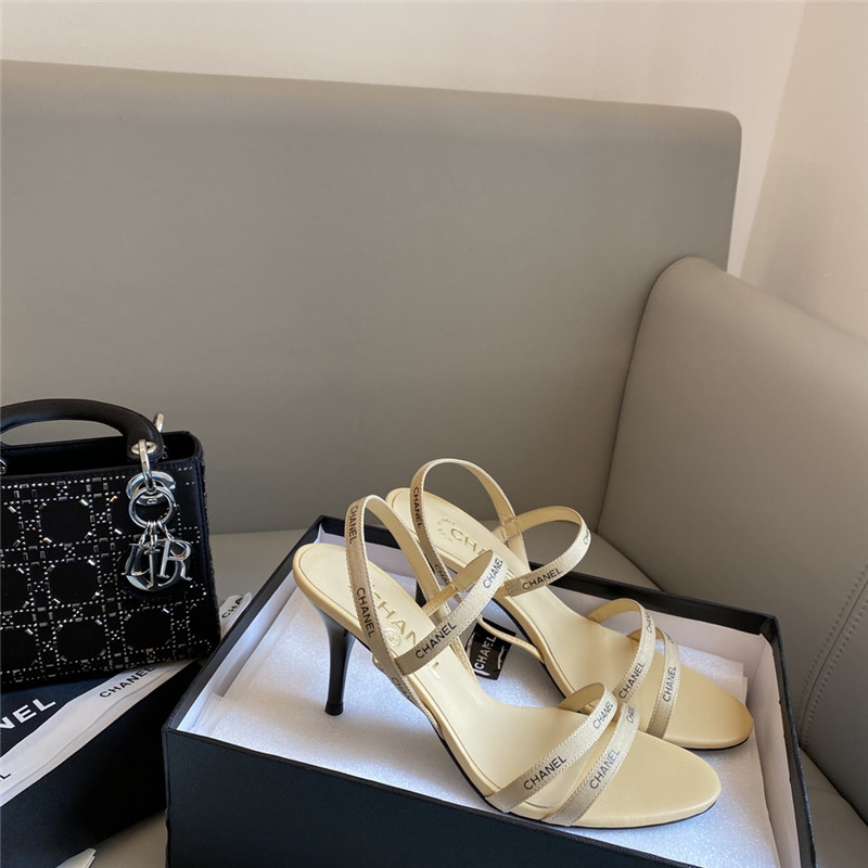 Best Replica Chanel middle-aged series logo strappy high-heeled sandals - Colareps