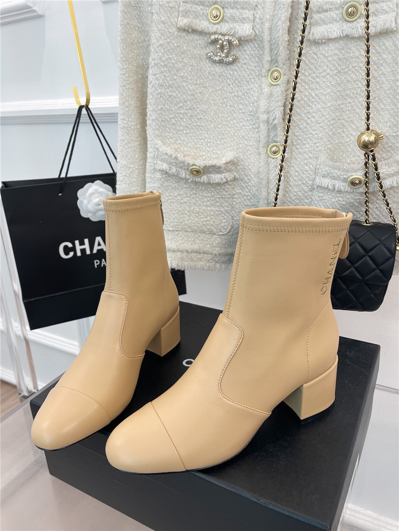 Best Replica chanel classic chunky heel stretch ankle boots - Colareps