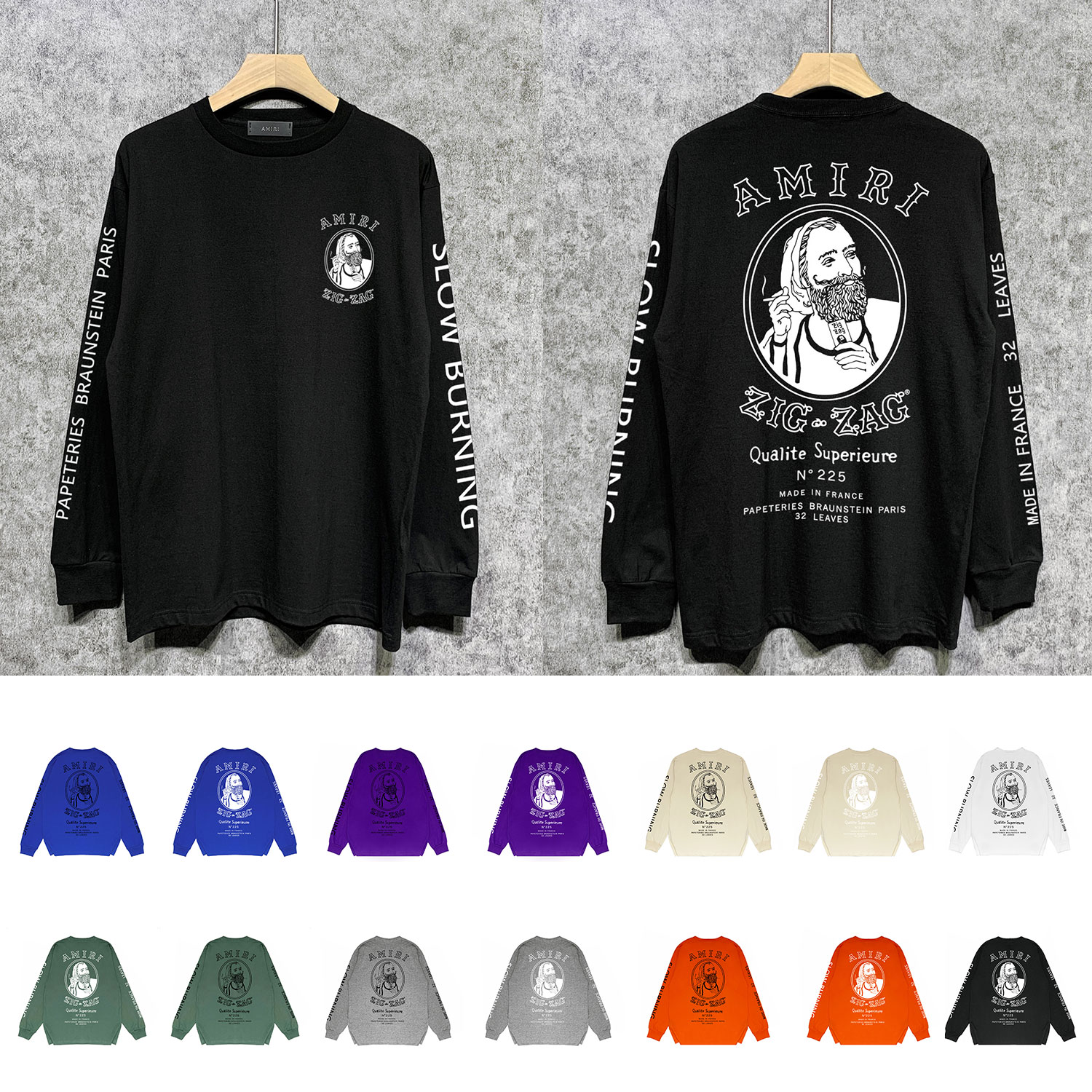 Best Replica Round frame smoking old man print long sleeve tee - Colareps