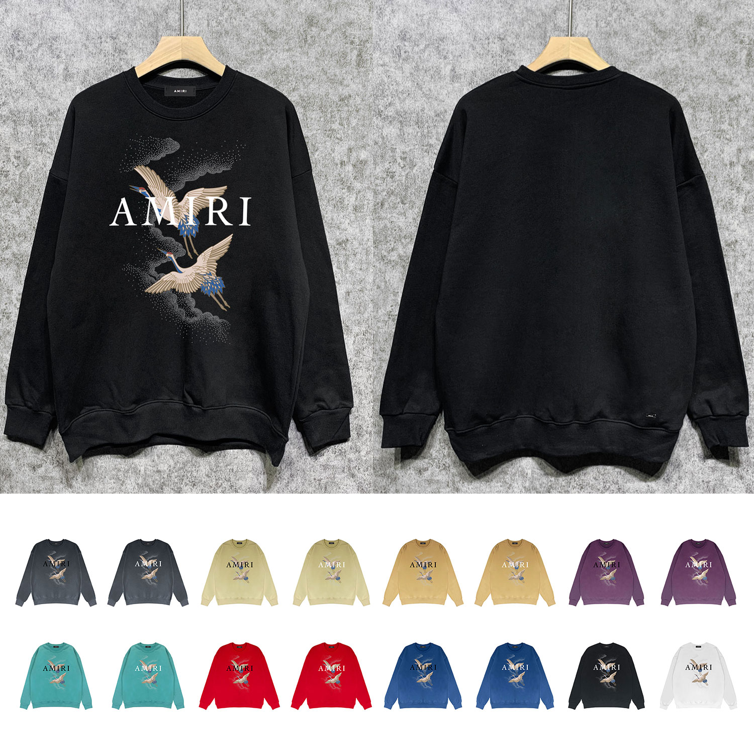 Best Replica Colorful crane print round neck sweatshirt - Colareps