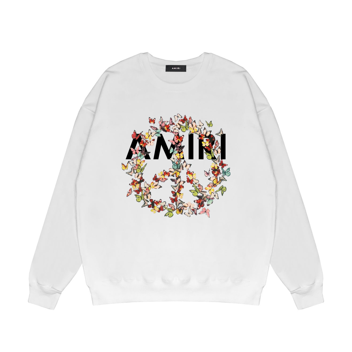 Best Replica Colorful butterfly wreath letter print round neck sweater - Colareps
