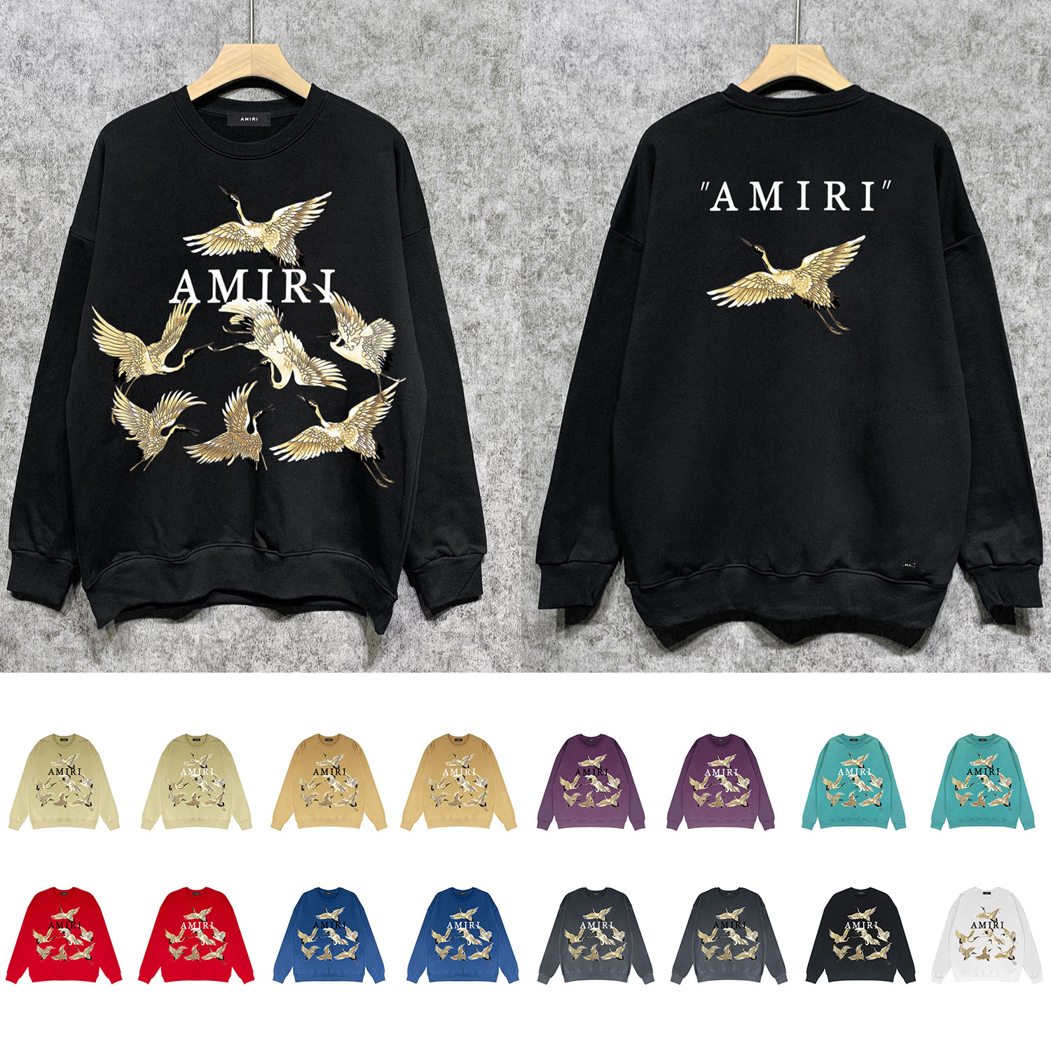Best Replica Golden crane print round neck sweatshirt - Colareps