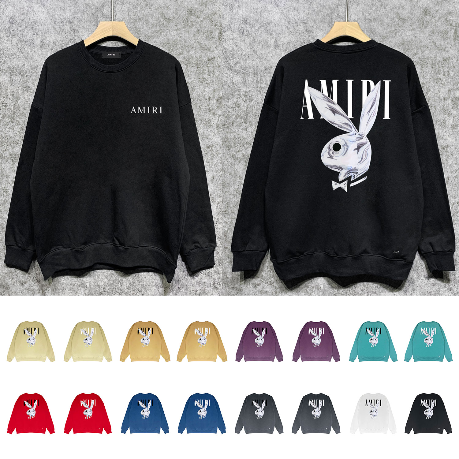 Best Replica Liquid silver rabbit letter print round neck sweatshirt on the back - Colareps