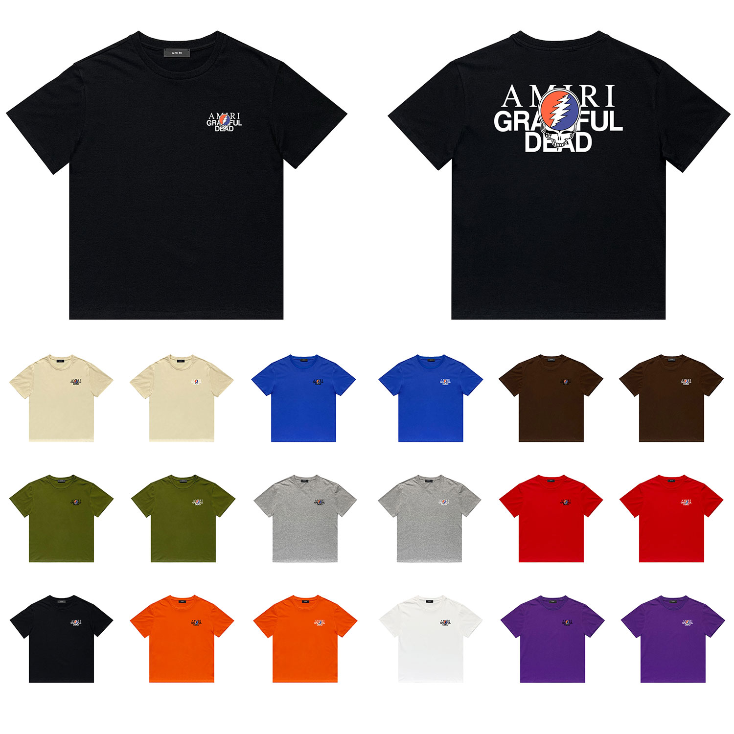 Best Replica Lightning skull print tee 18 colors - Colareps