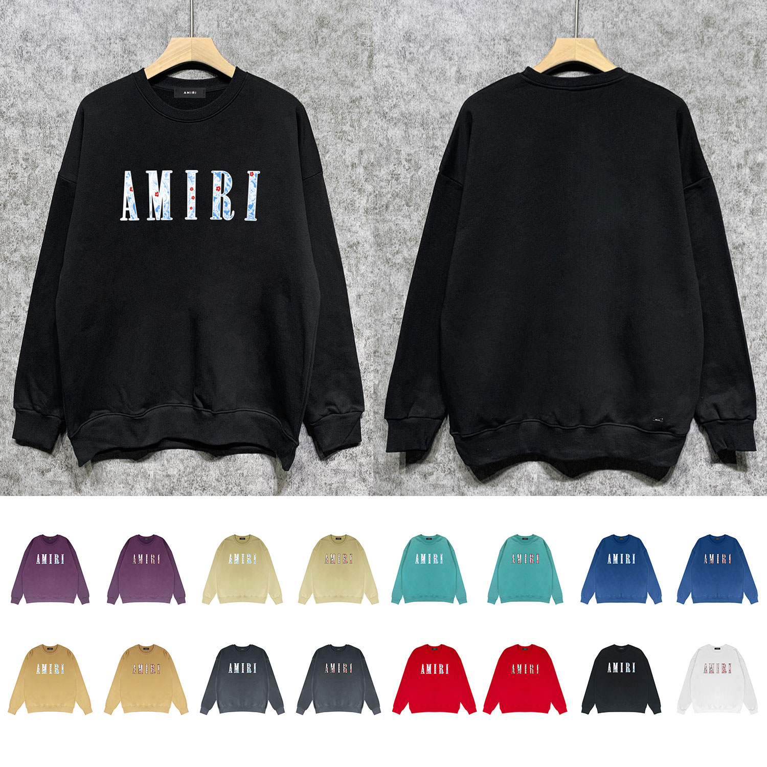 Best Replica Colorful cashew flower letter print round neck sweater - Colareps