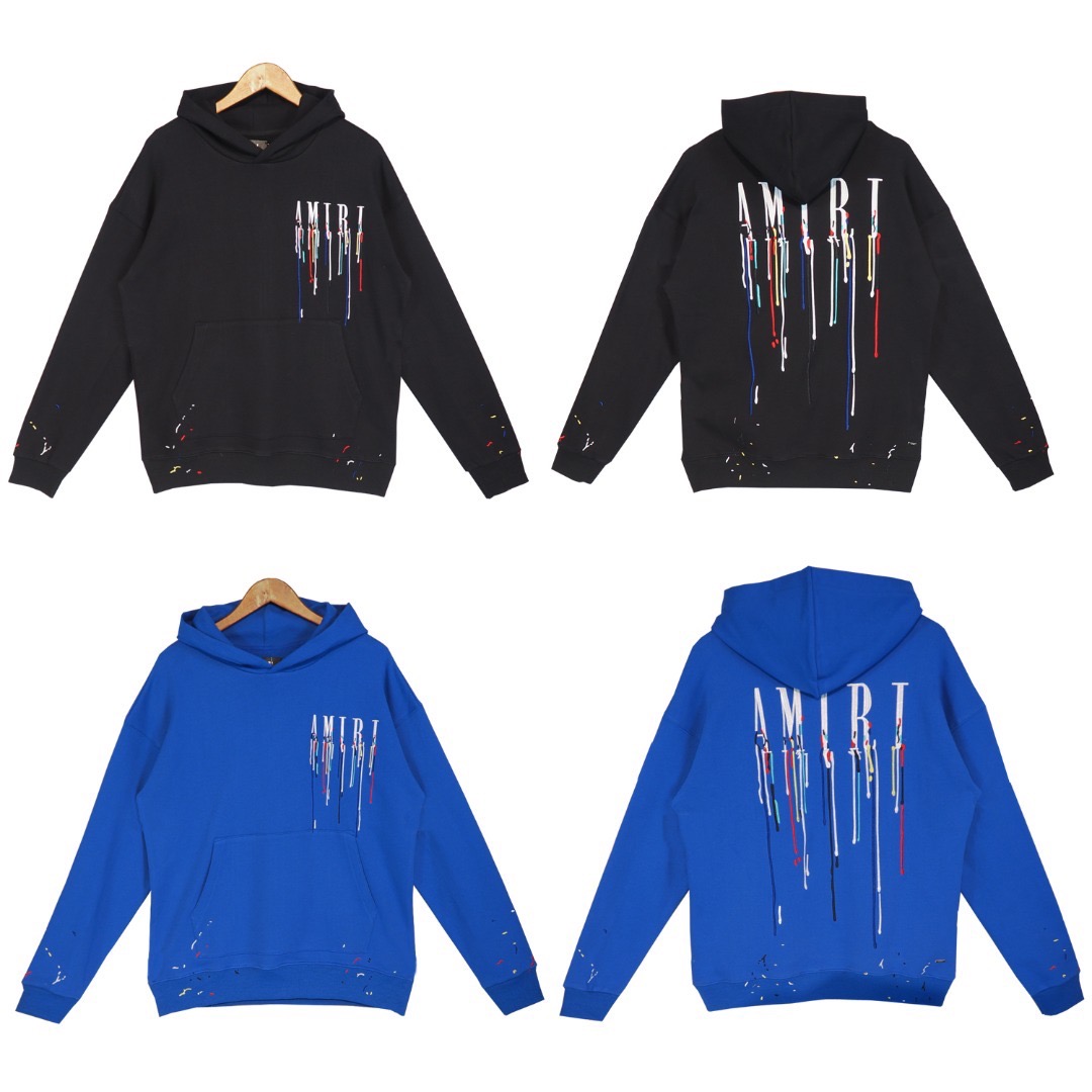 Best Replica Embroidery dripping letter hoodie black blue- - Colareps