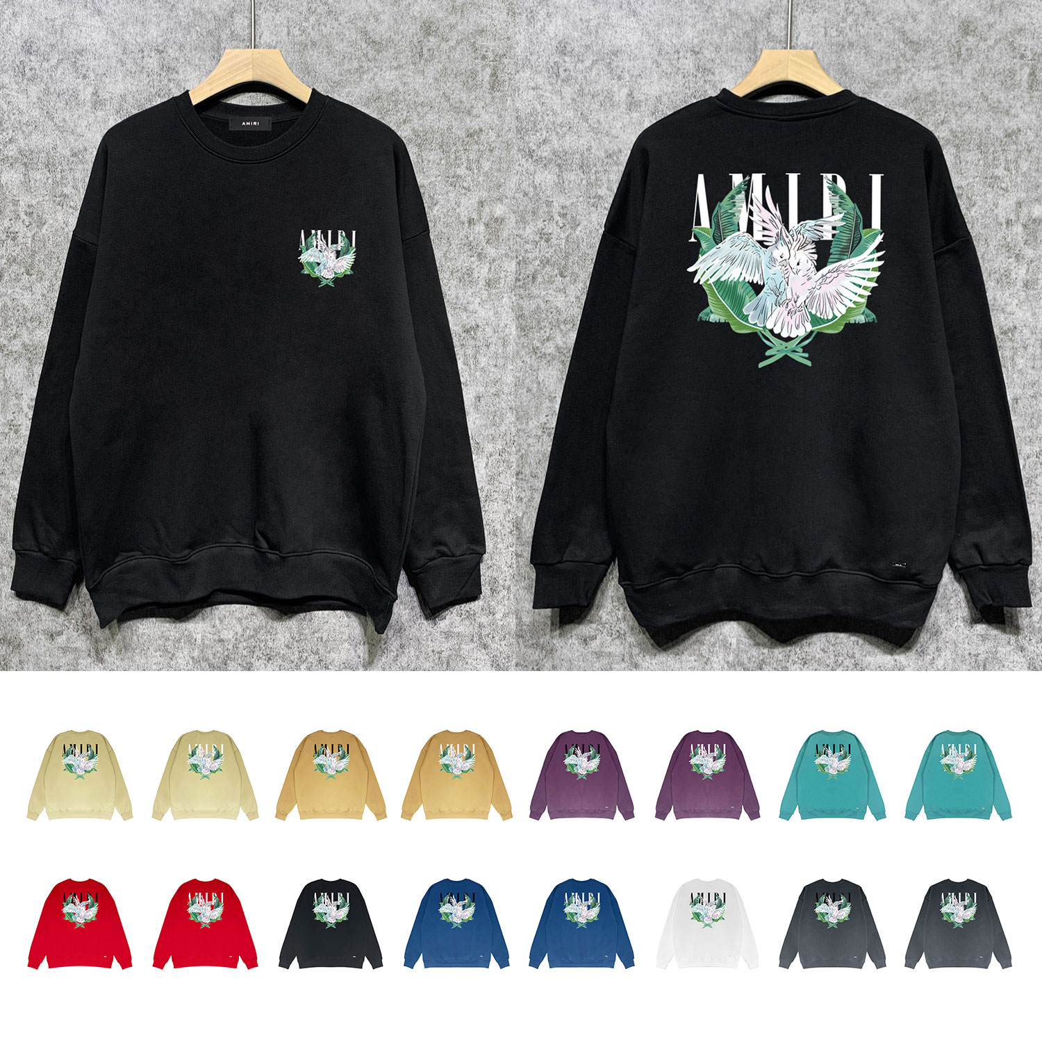 Best Replica Amiri Replica Parrot print crewneck sweatshirt - Colareps