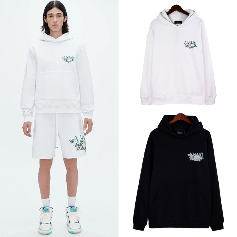 Best Replica Blooming White Rose Print Hoodie 2 colors - Colareps