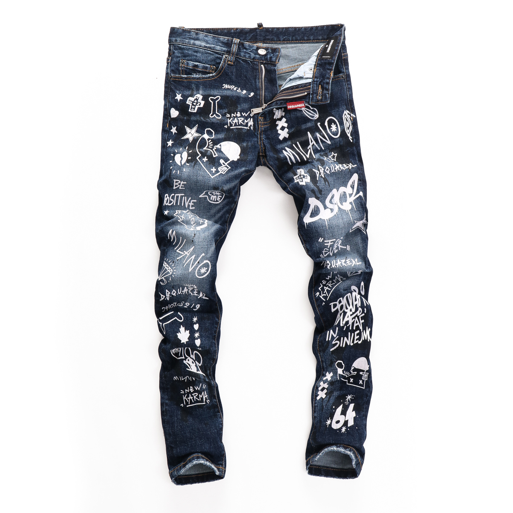 Best Replica Amiri Jeans Replica DSQ Colorful graffiti - Colareps
