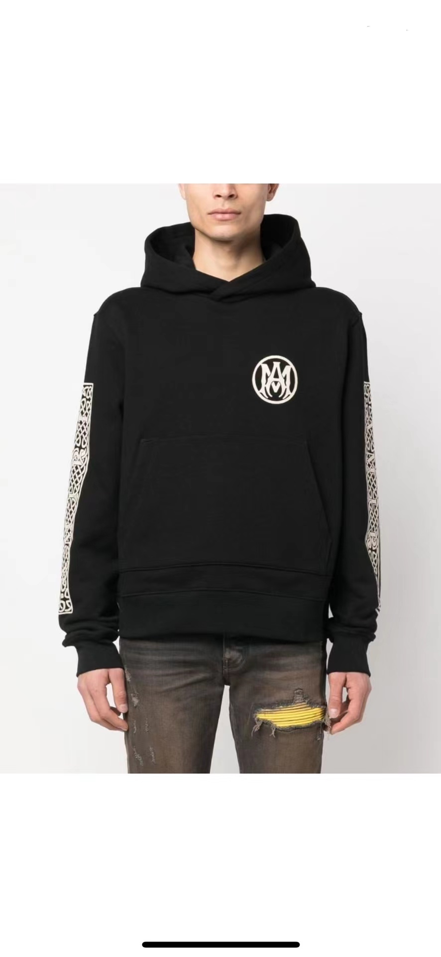 Best Replica Sun and moon letter print hoodie black - Colareps