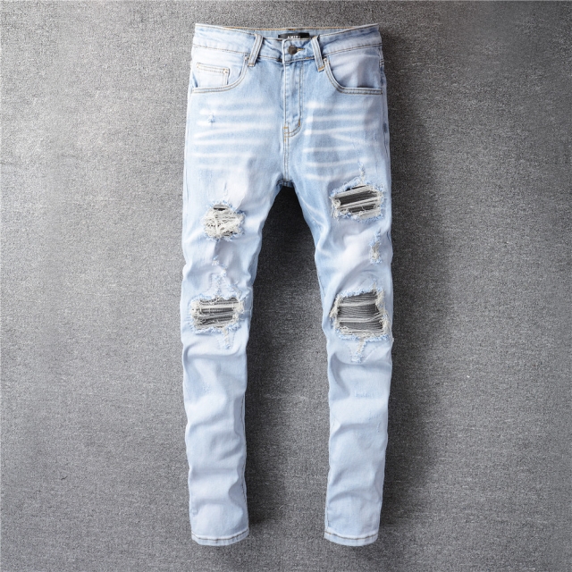 Best Replica Amiri Jeans Replica Hole Light Blue - Colareps