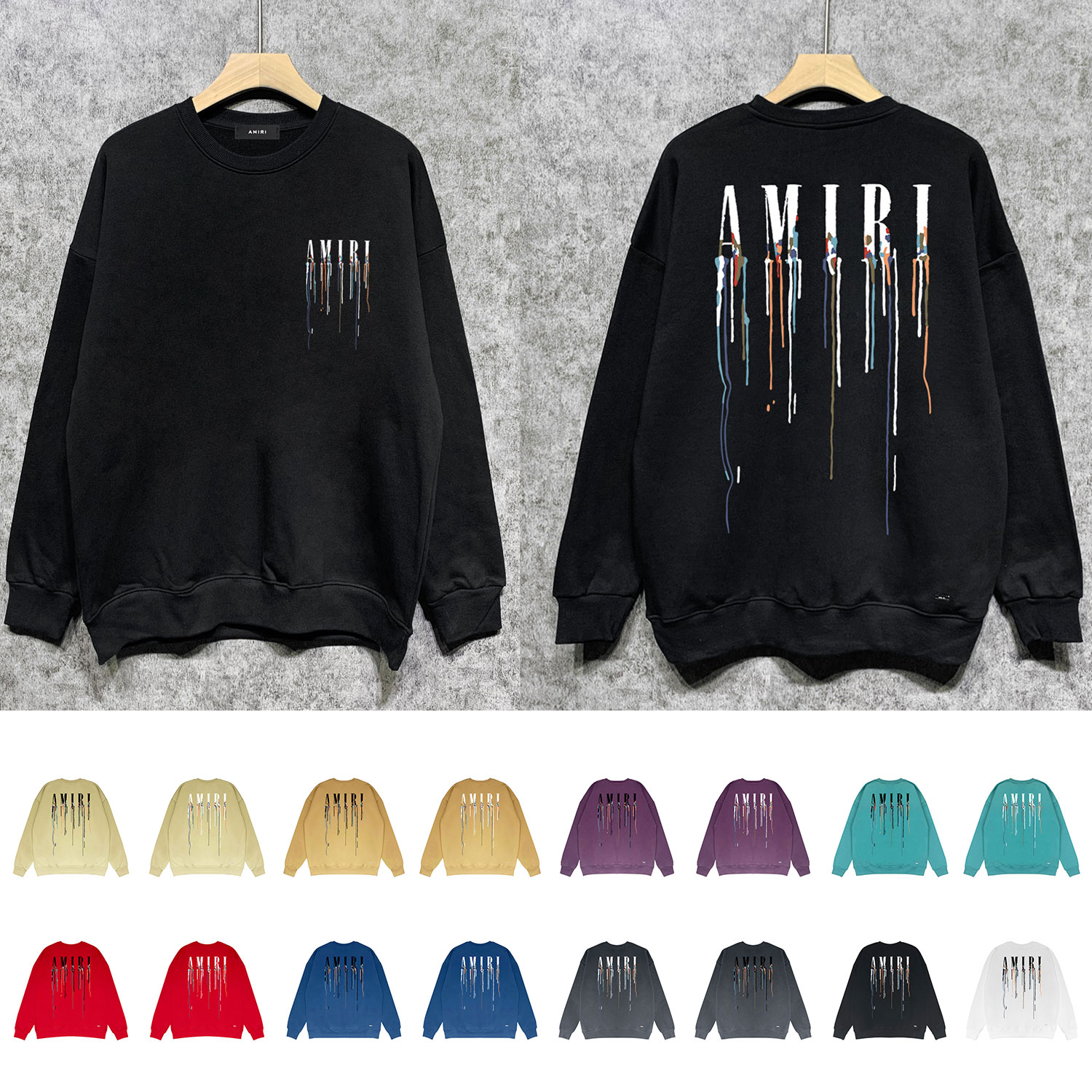 Best Replica Colorful drop letter print round neck sweatshirt - Colareps