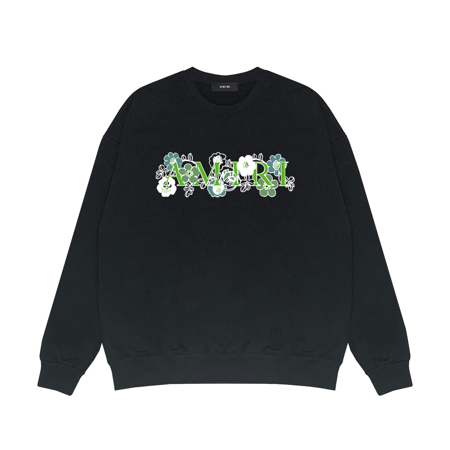 Best Replica Floral green letter print round neck sweatshirt - Colareps