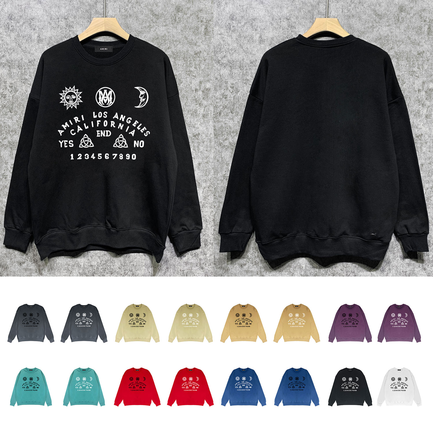 Best Replica Sun, moon and stars letter print round neck sweatshirt - Colareps