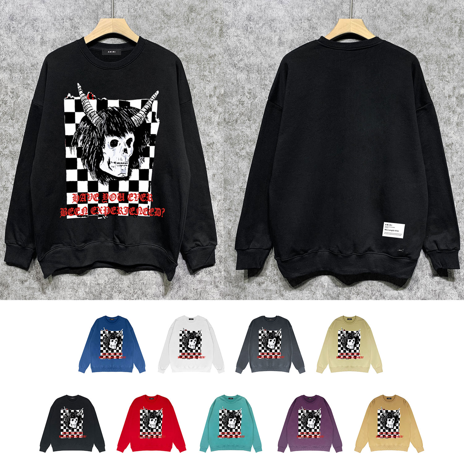 Best Replica Cow horn skull print round neck sweatshirt - Colareps