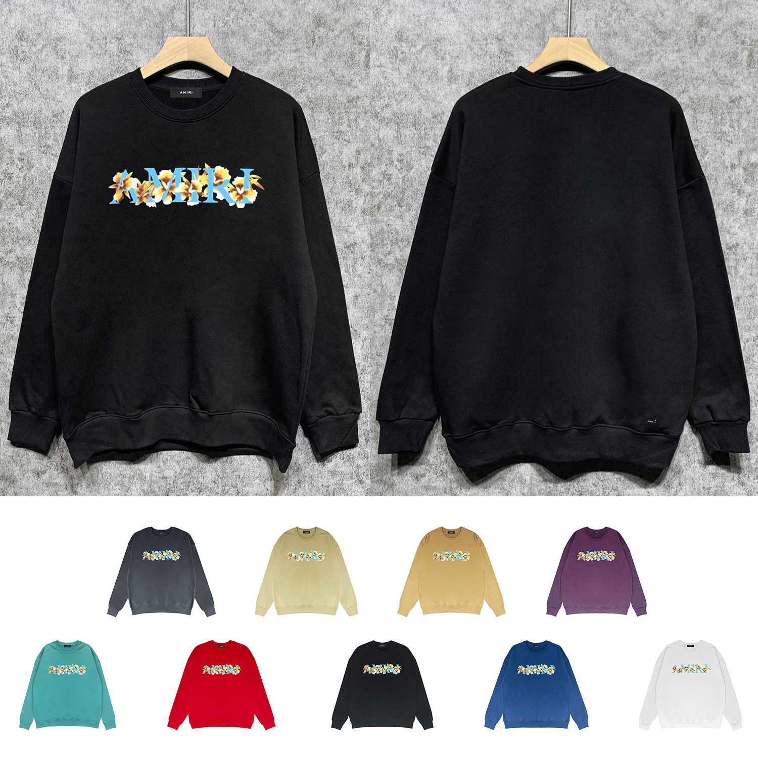 Best Replica Floral letter print round neck sweatshirt - Colareps