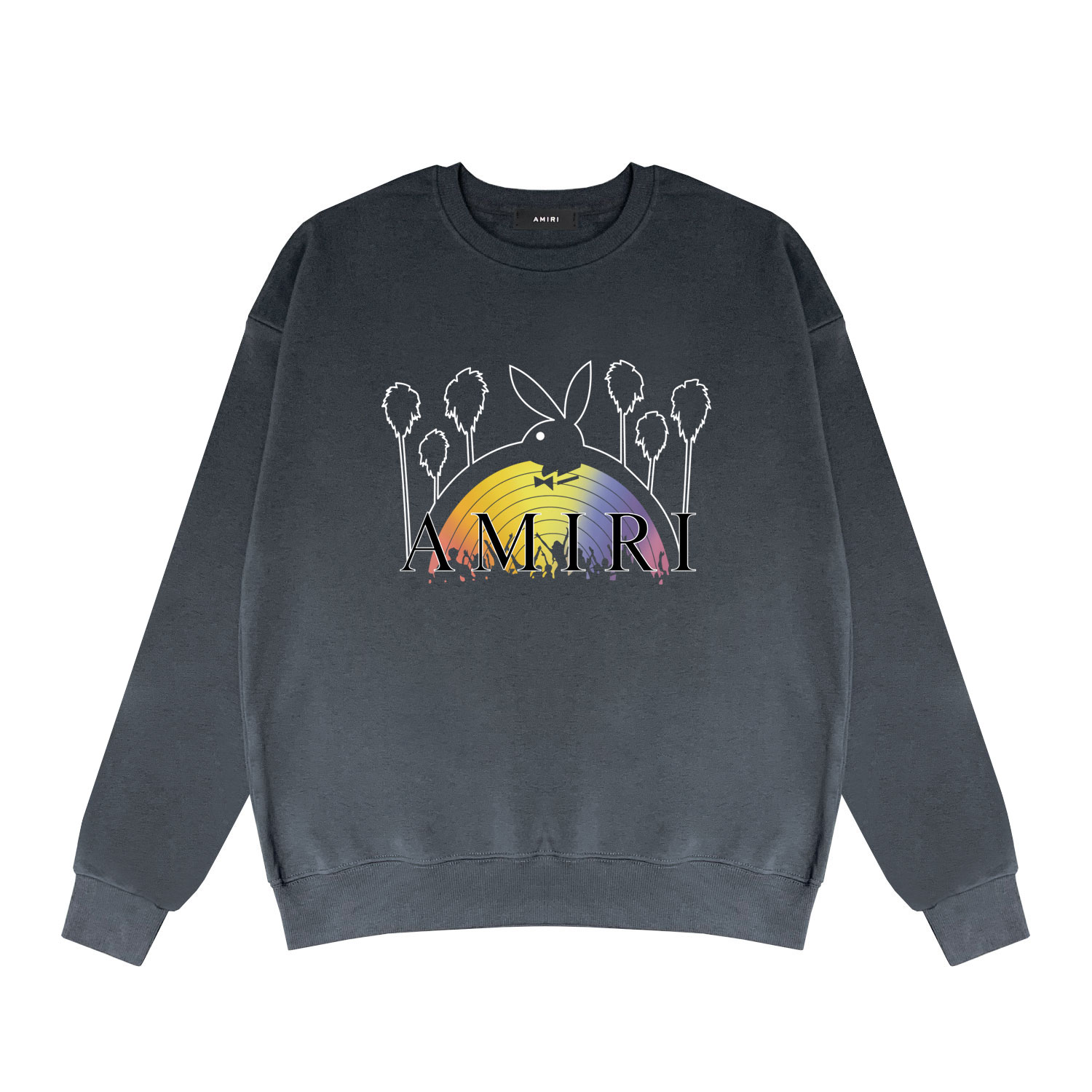 Best Replica Amiri Replica Rabbit Rainbow Print Crew Neck Sweatshirt - Colareps