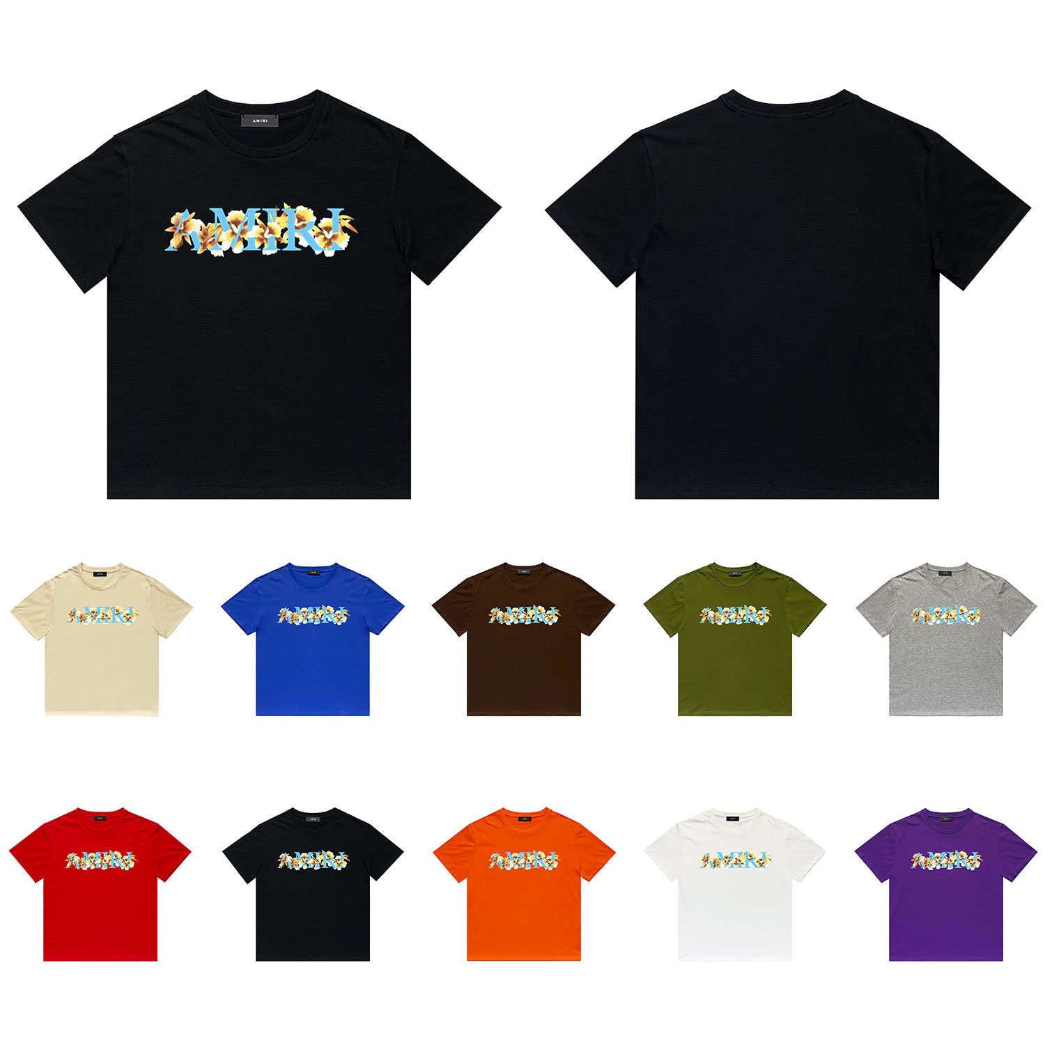 Best Replica Floral letter print tee 10 colors - Colareps