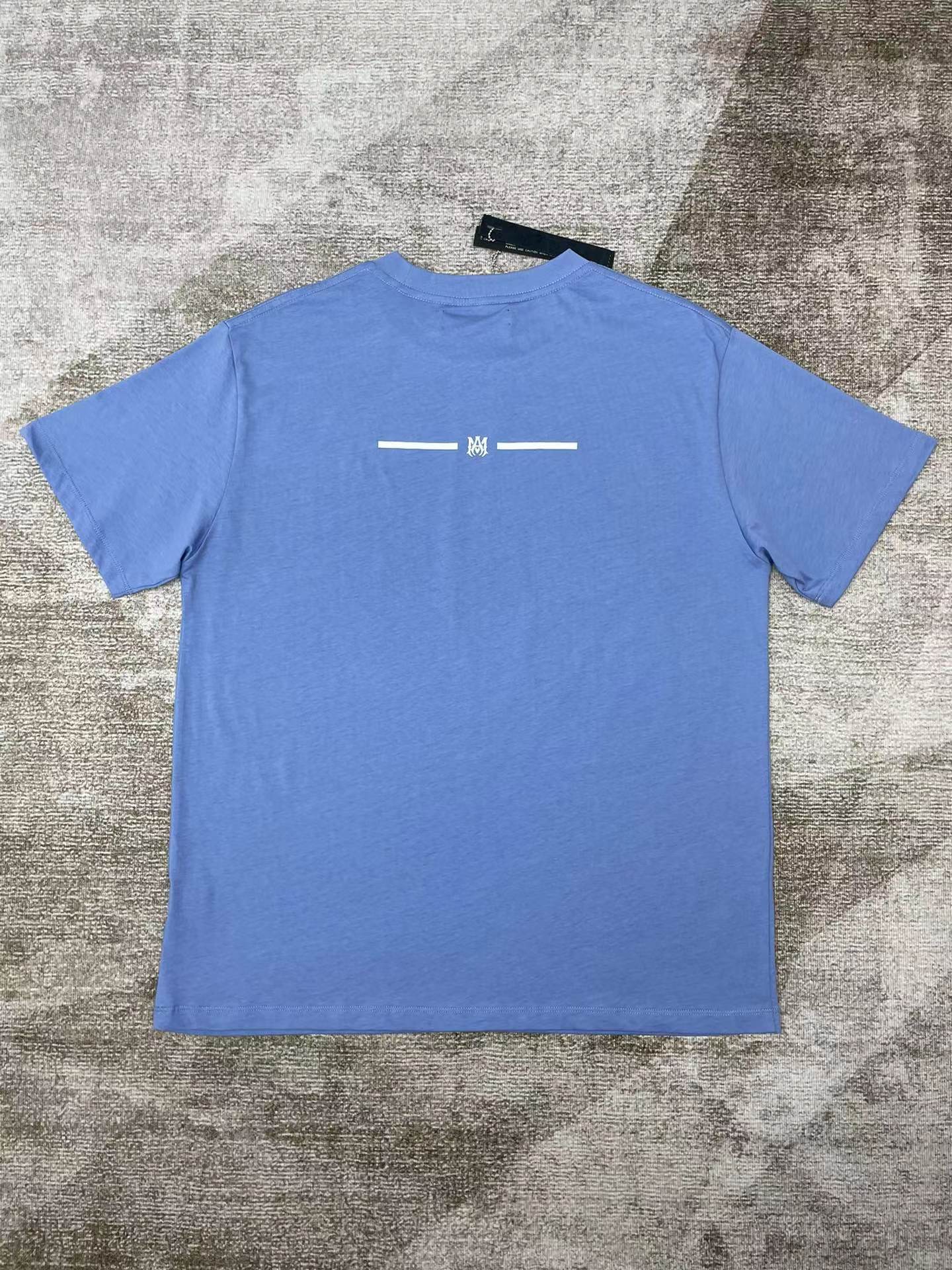 Best Replica Blue cotton dust printed tee - Colareps