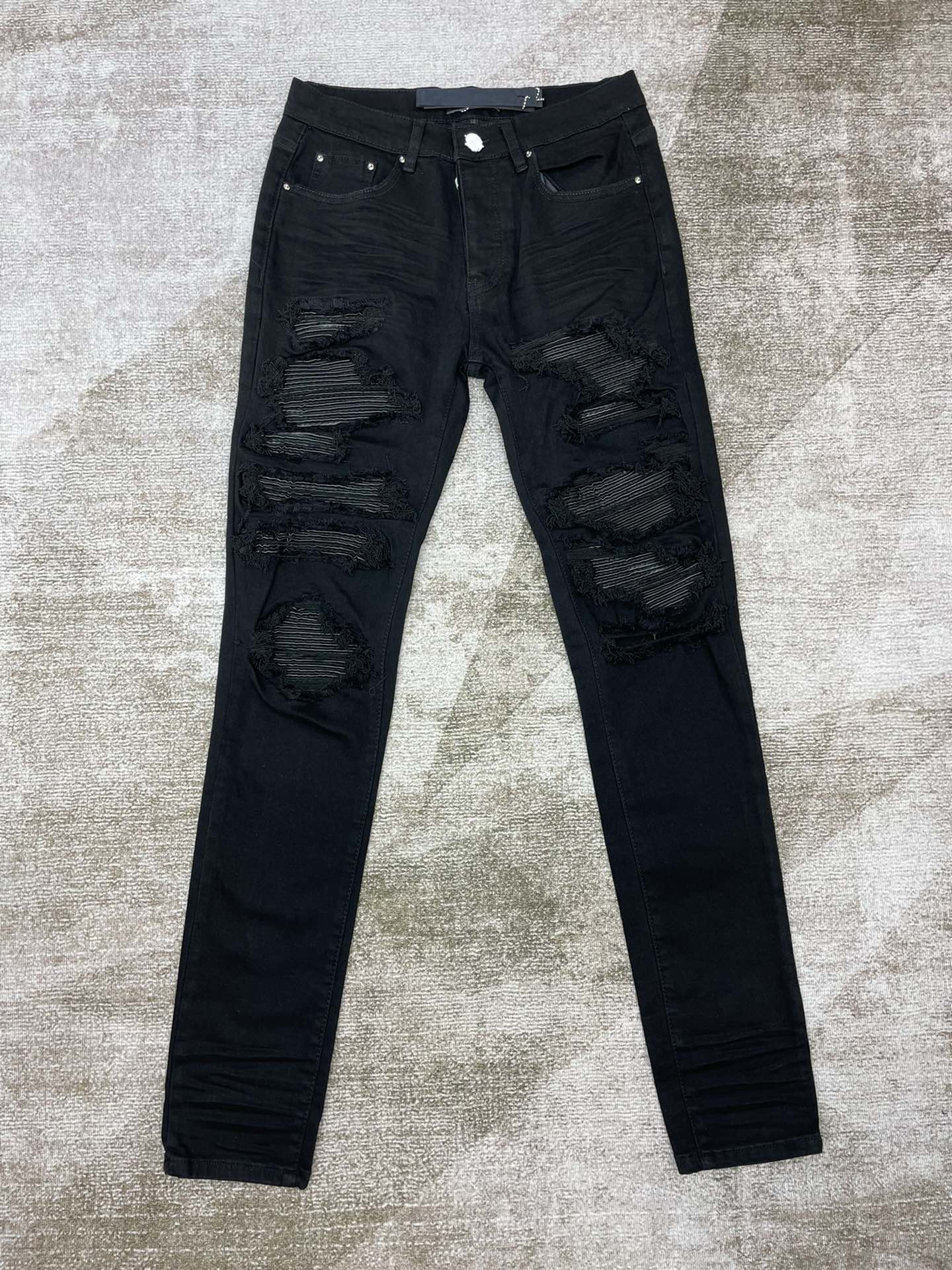 Best Replica Amiri Jeans Replica High street leather patchwork steel - Colareps