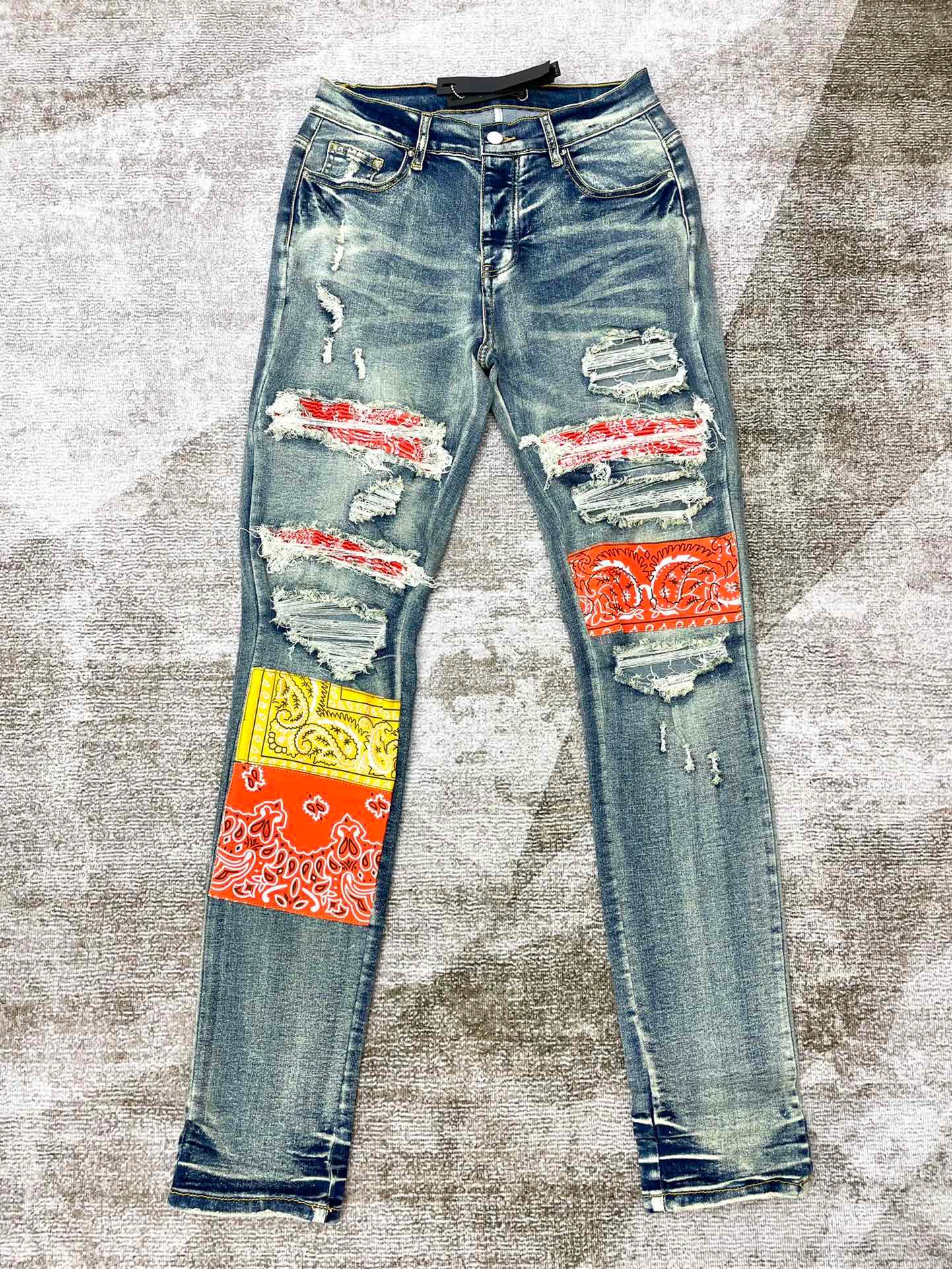 Best Replica Amiri Jeans Replica Multicolored cashew flower patch - Colareps