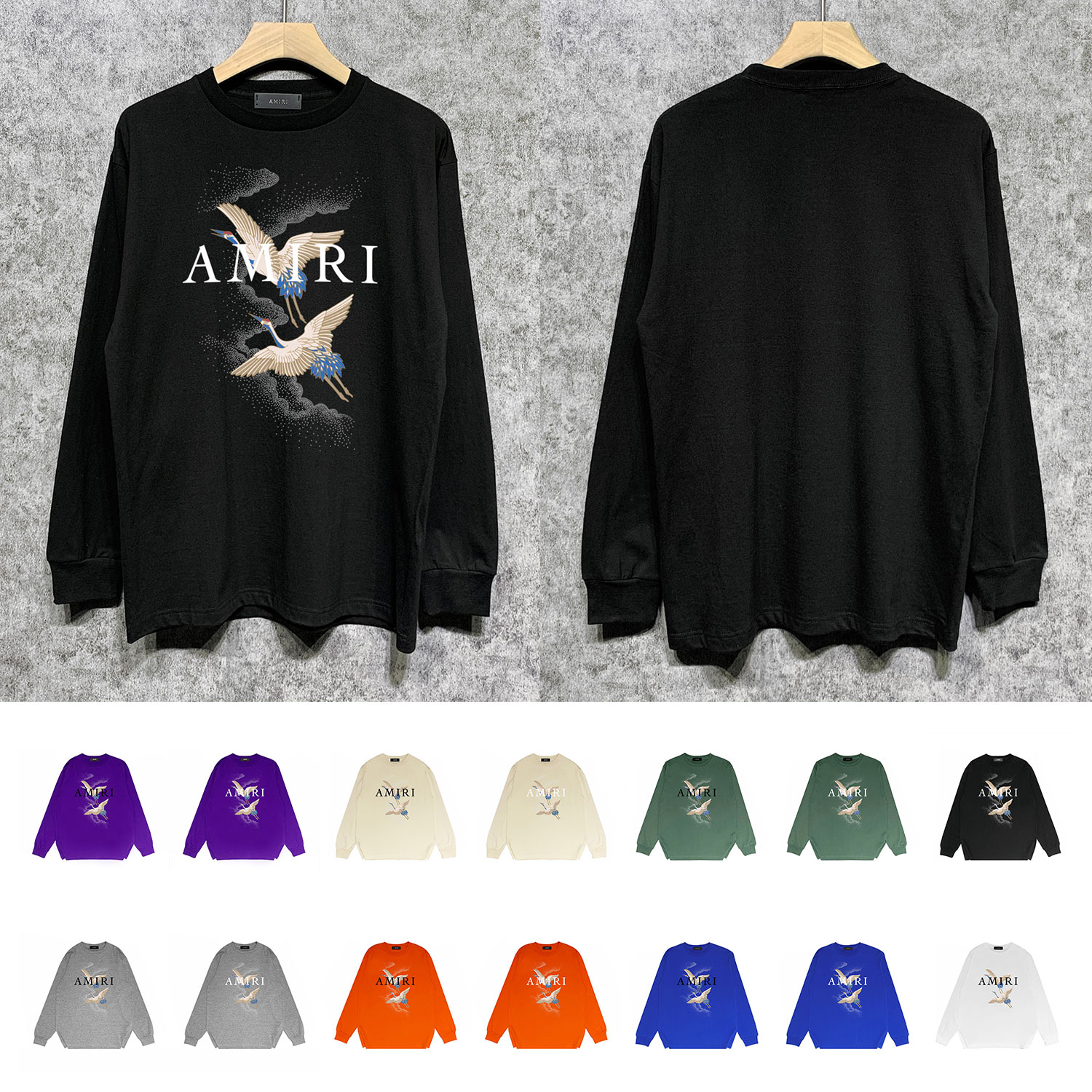 Best Replica Amiri Replica Colorful Crane Letter Print Long Sleeves Shirt - Colareps