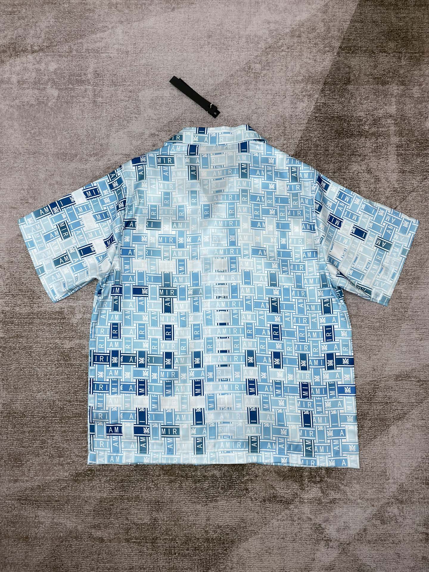 Best Replica 1:1 quality version Blue and White Checkerboard Print Short Shirt - Colareps