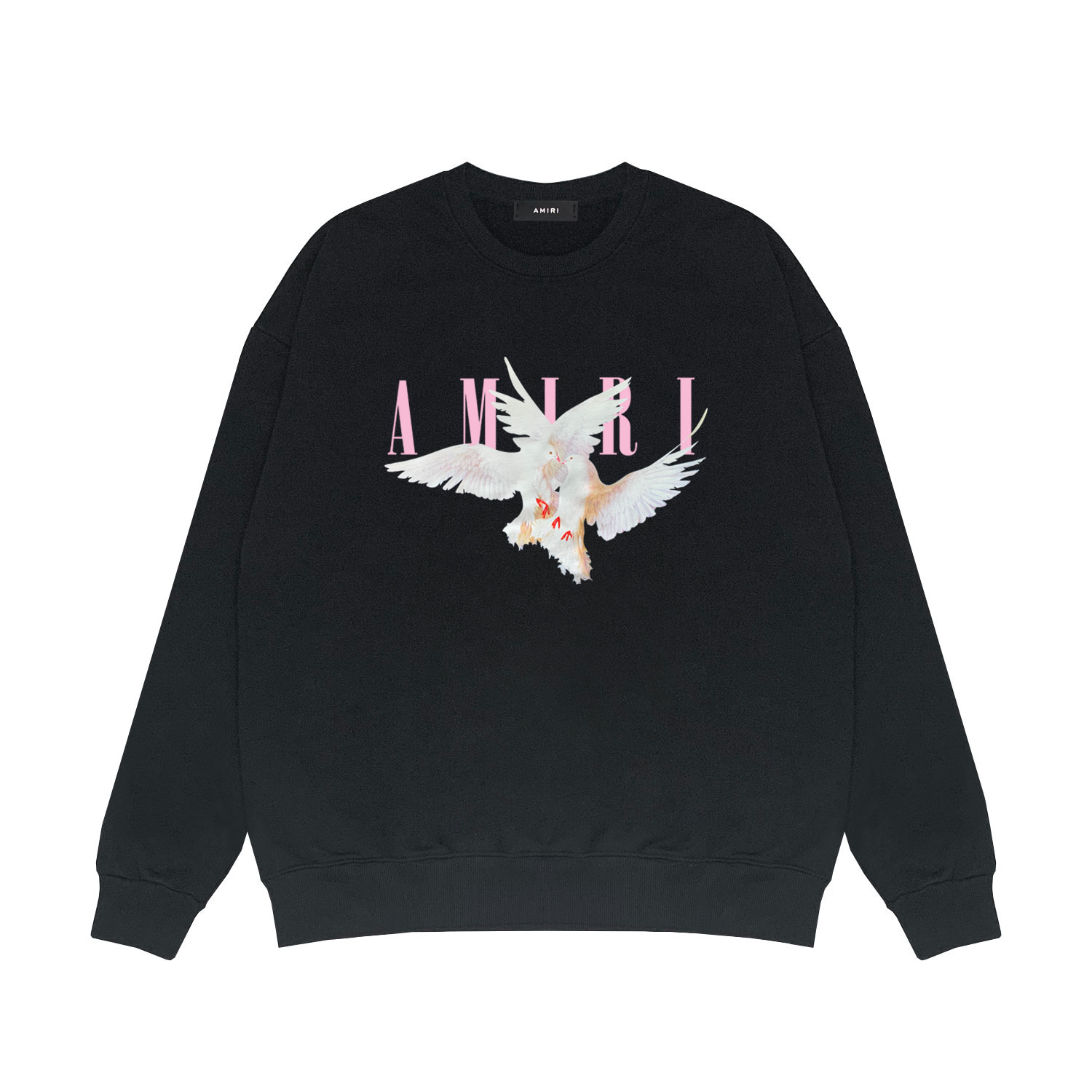 Best Replica Pink word peace dove print round neck sweatshirt - Colareps