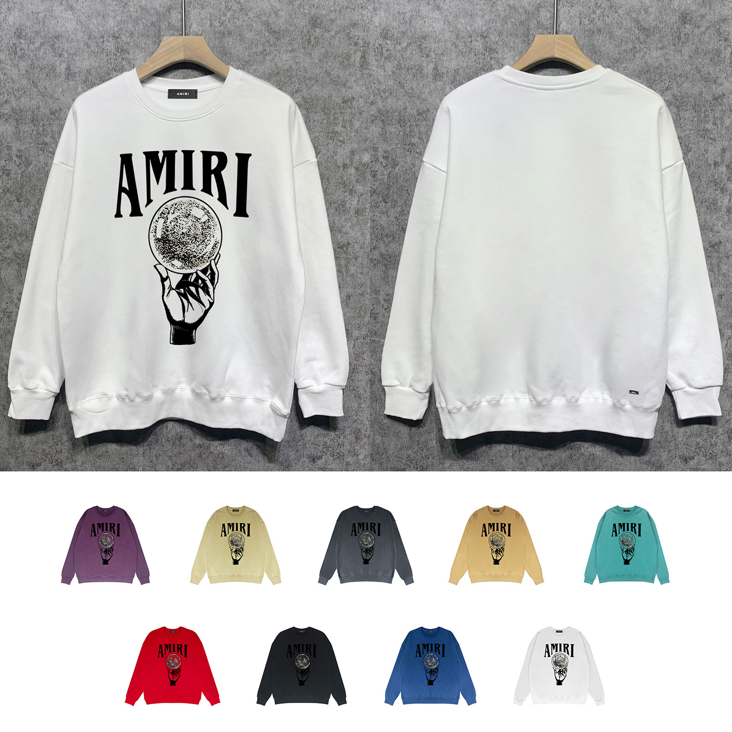 Best Replica Amiri Replica Hand rest planet letter print round neck sweater - Colareps