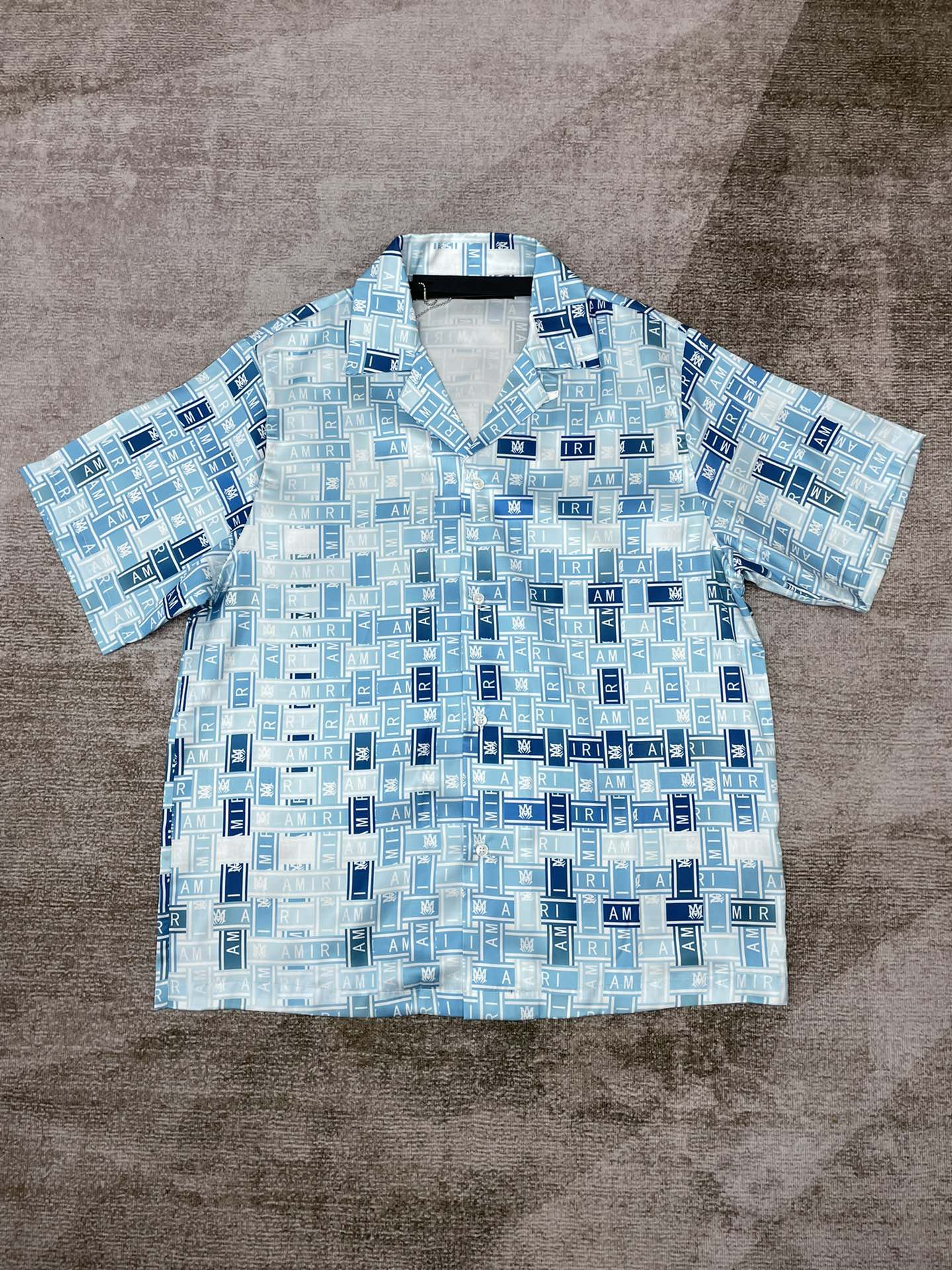 Best Replica 1:1 quality version Blue and White Checkerboard Print Short Shirt - Colareps