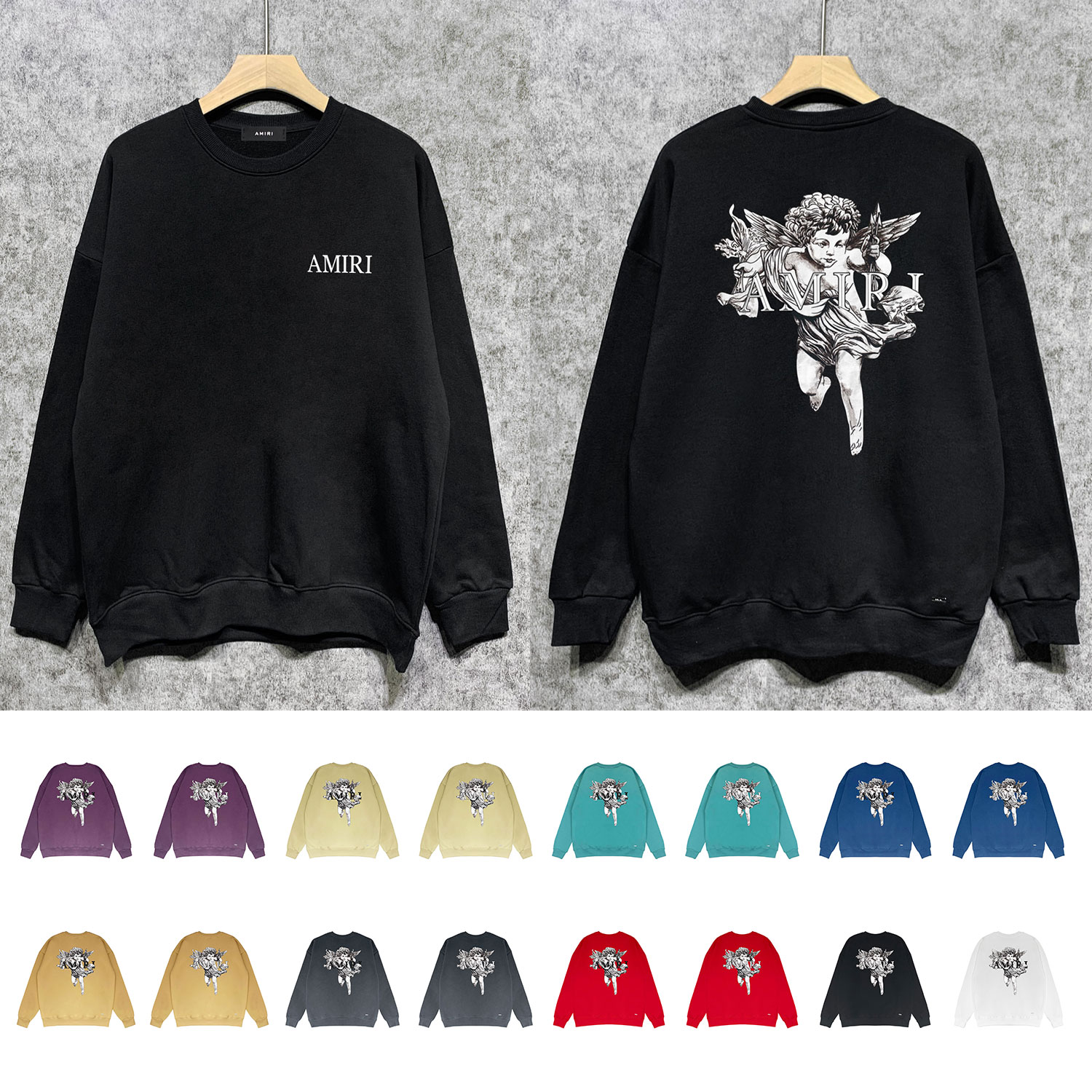 Best Replica Oil Painting Angel Print Crew Neck Sweatshirt - Colareps