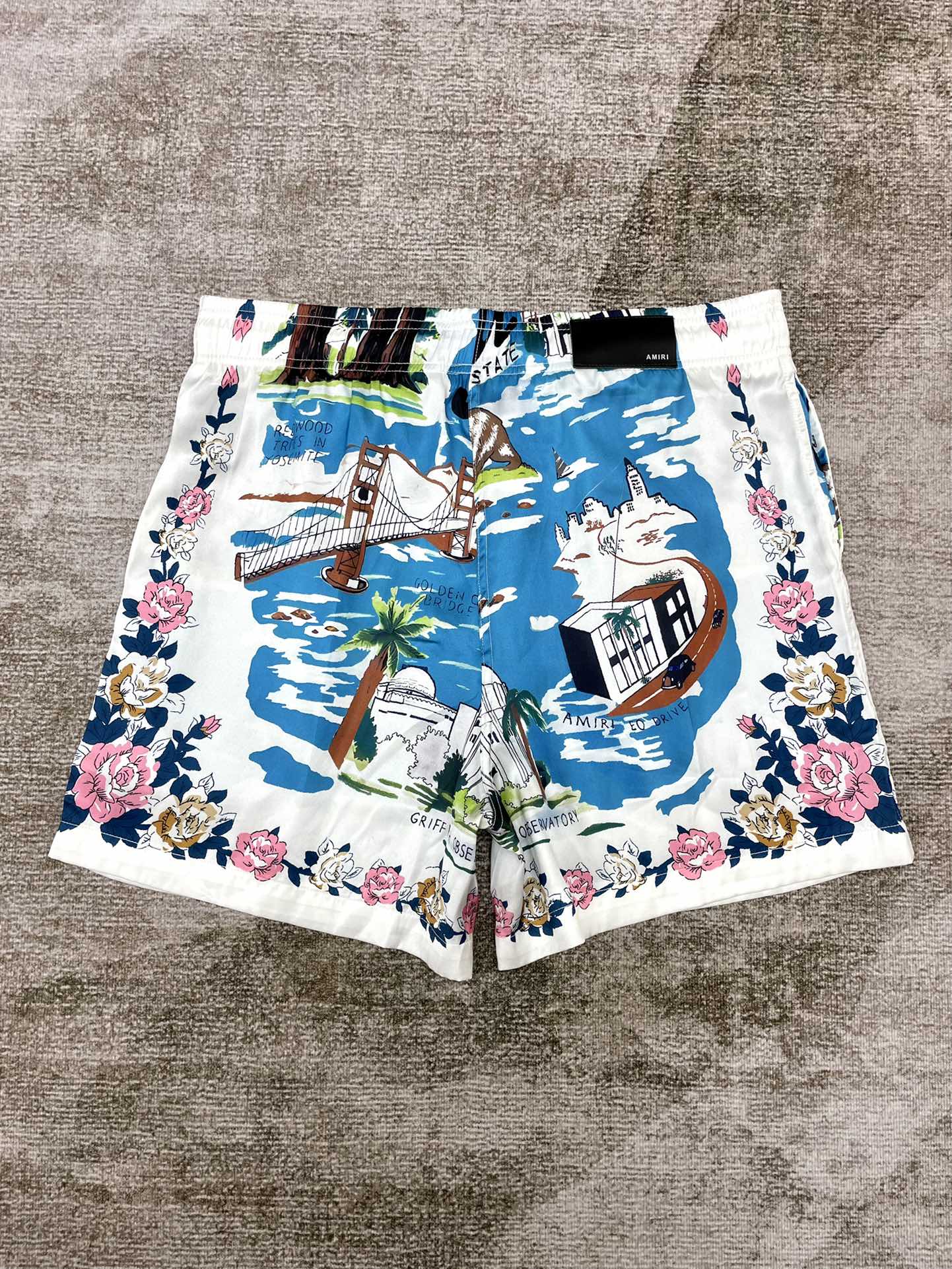 Best Replica 1:1 quality version Blue & white tie-dye silk shorts - Colareps