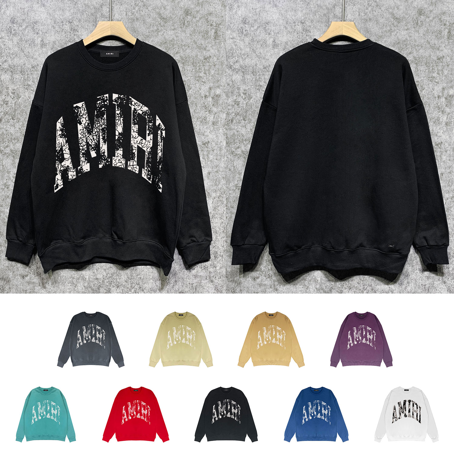 Best Replica Mottled hollow letter print round neck sweater - Colareps