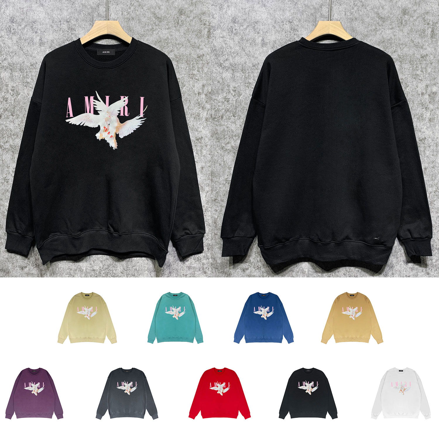 Best Replica Pink word peace dove print round neck sweatshirt - Colareps