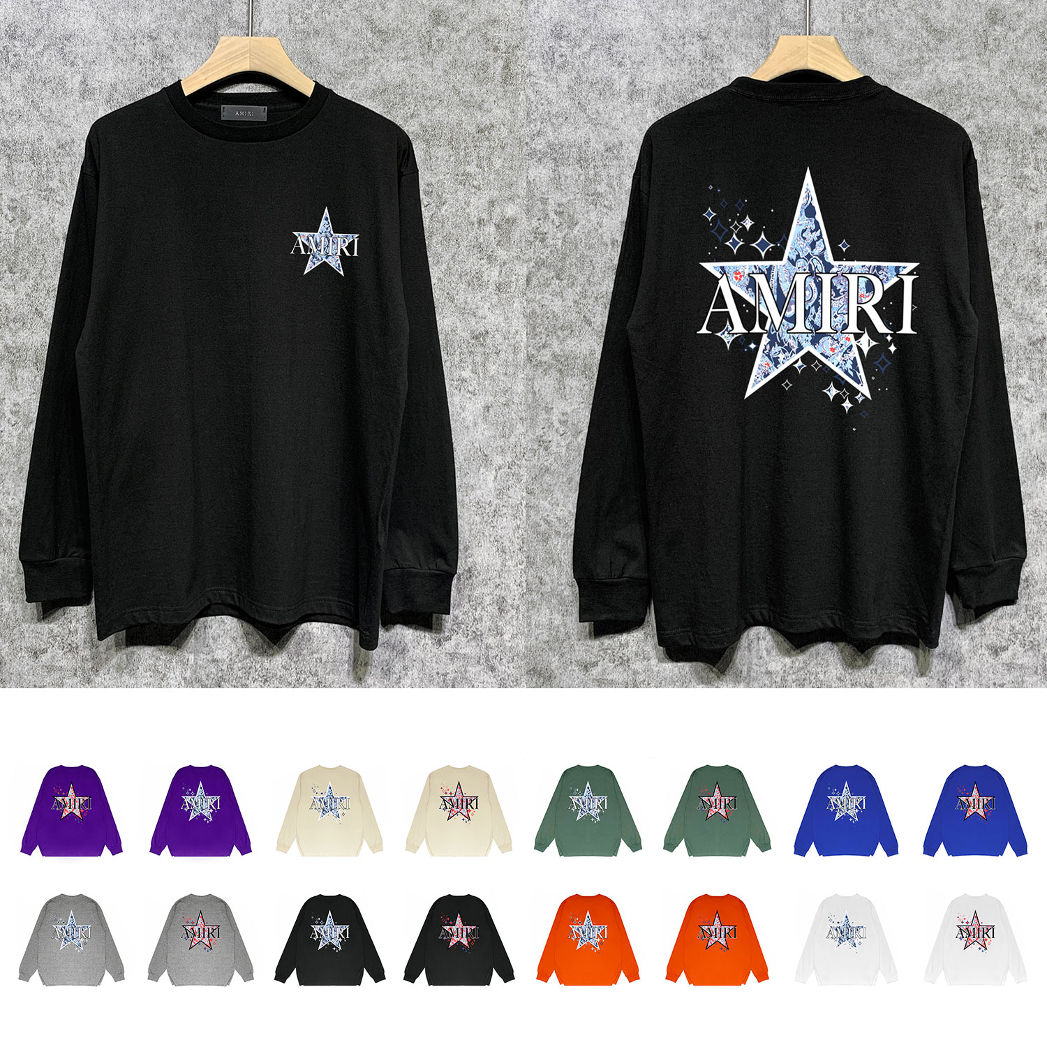 Best Replica Multicolored Star Print Long Sleeves Shirt - Colareps