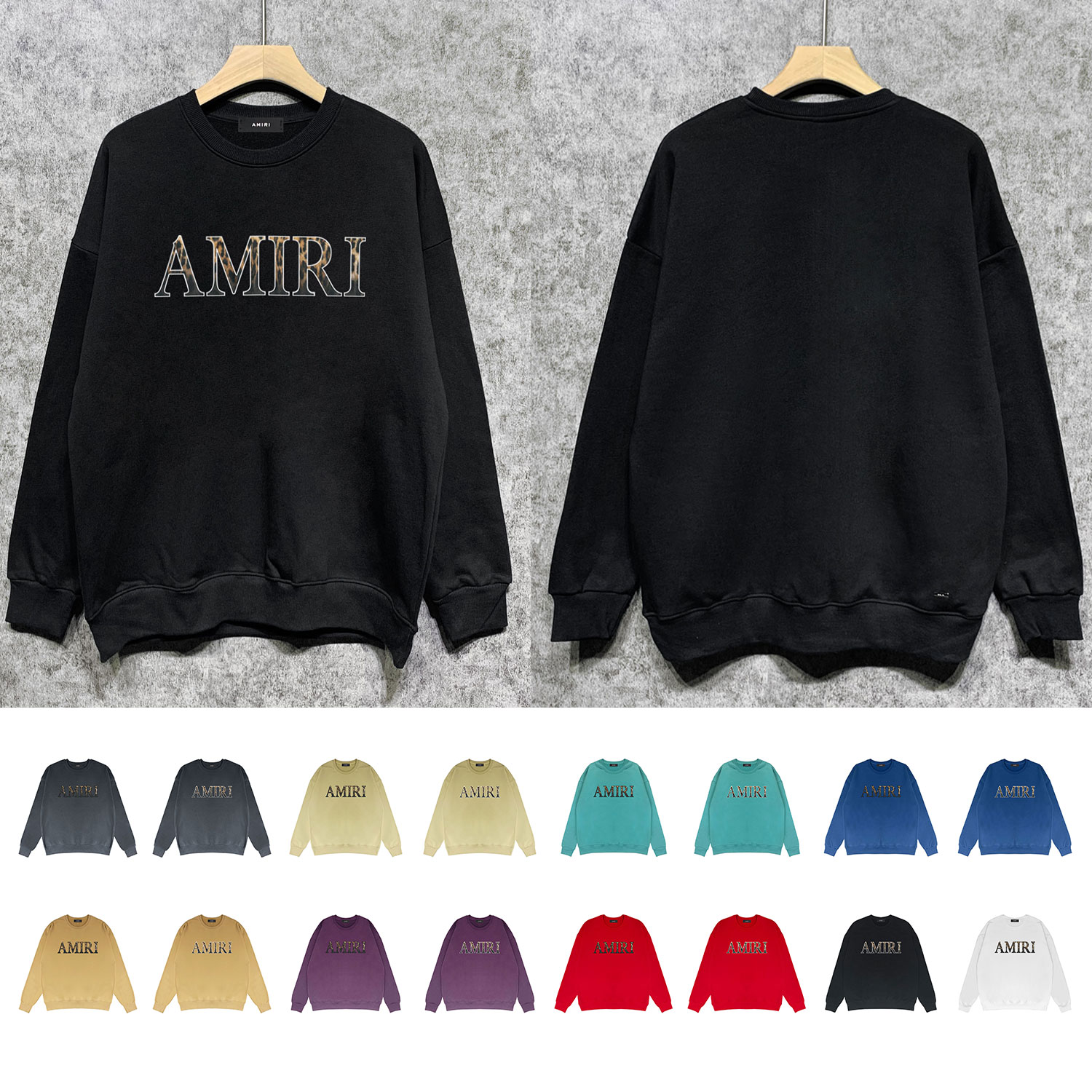 Best Replica Leopard print letter print round neck sweatshirt - Colareps