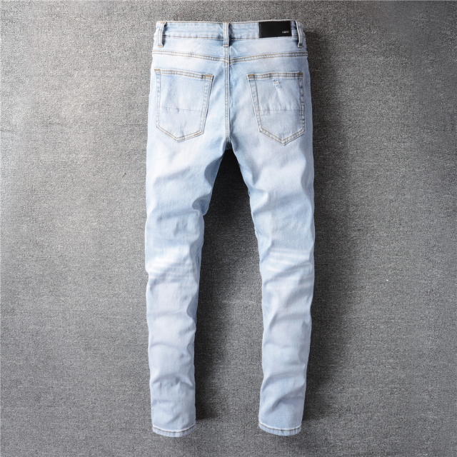 Best Replica Amiri Jeans Replica Hole Light Blue - Colareps