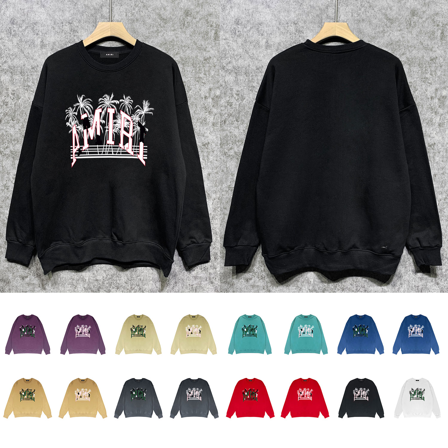 Best Replica Amiri Replica Coconut Beach Print Crew Neck Sweatshirt - Colareps