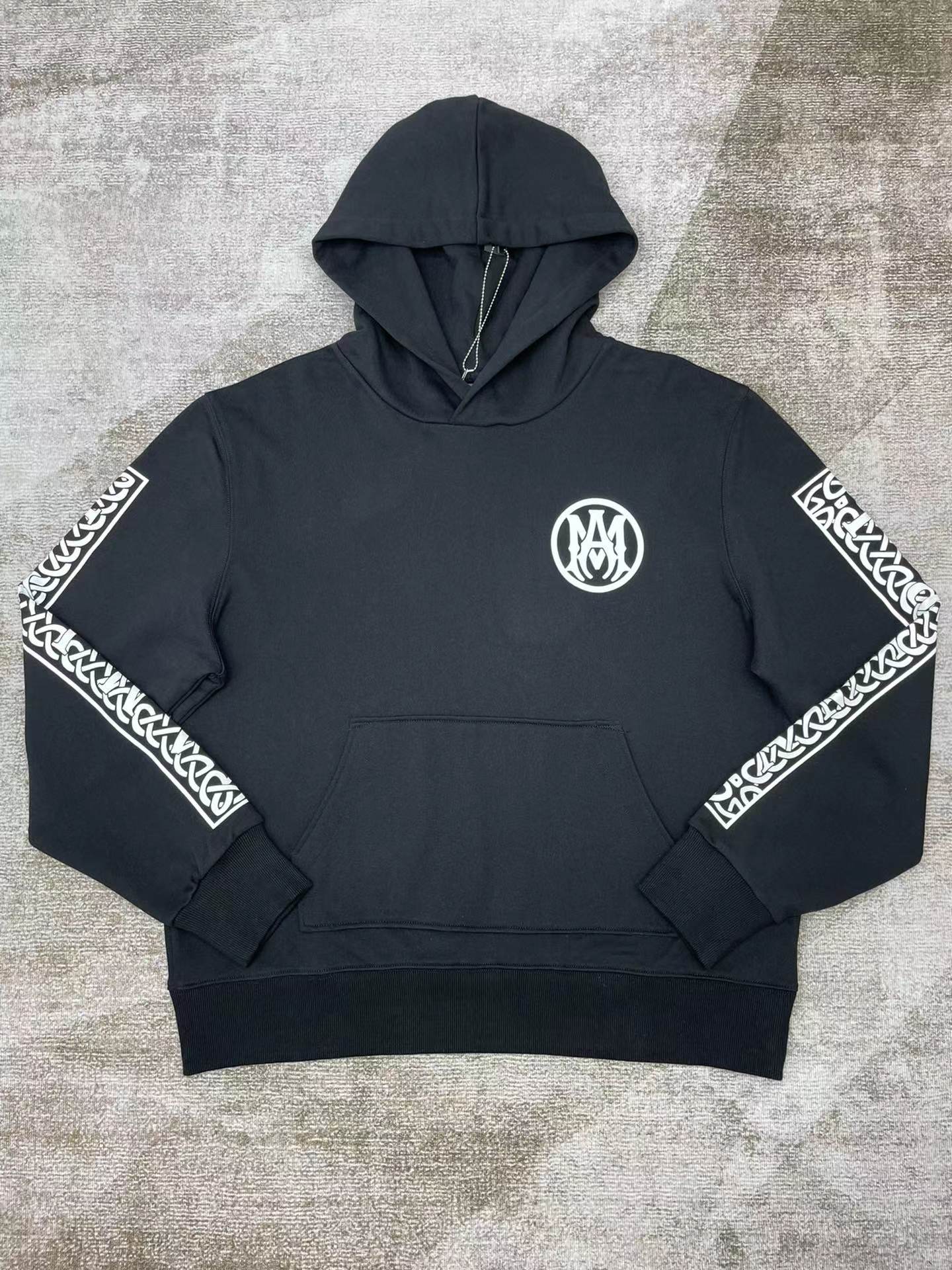 Best Replica Sun and moon letter print hoodie black - Colareps