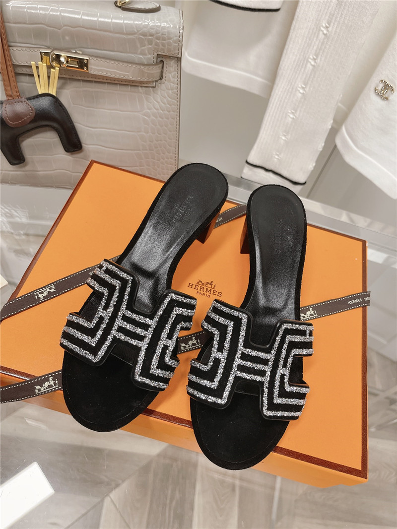Best Replica Hermes Sandals Dupe chunky heel sandals slippers - Colareps