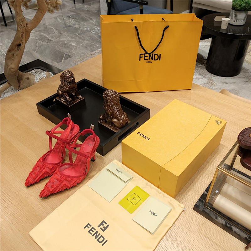 Best Replica fendi flocked embroidered pointed toe sandals - Colareps