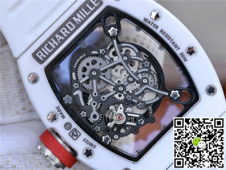 Replica Richard Mille RM055 1:1 Best Edition KV Factory White Rubber Strap